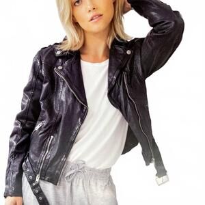 NEW MAURITIUS genuine leather biker jacket in black